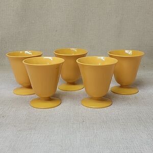 5 Hazel Atlas Milk Glass Ovide moderntone Butterscotch Footed Sundae Glasses
